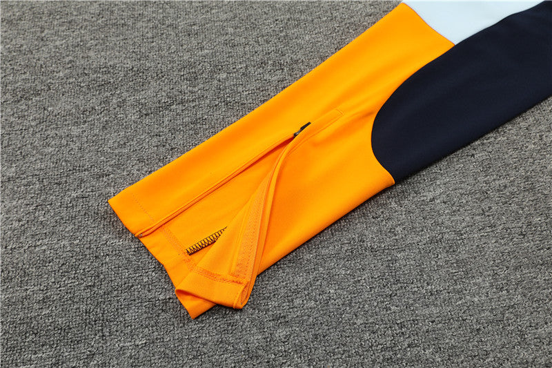 Buzo Completo Real Madrid Blanco Diseño Naranja
