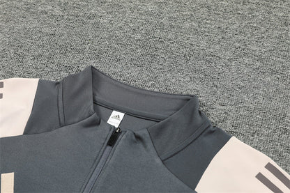 Buzo Completo Real Madrid Crema Diseño Gris