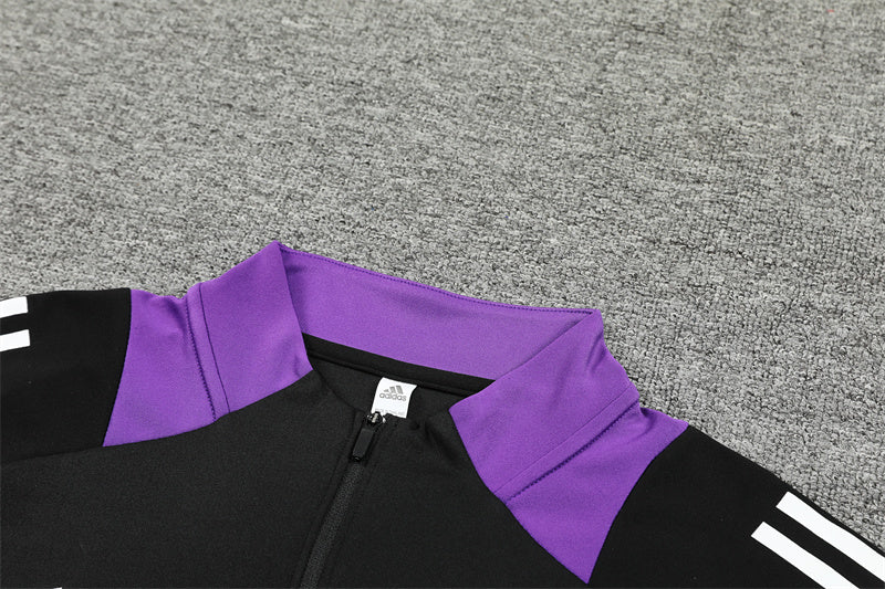 Buzo Completo con Cierre Real Madrid Negro Morado