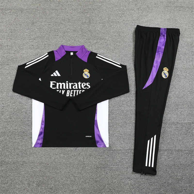 Buzo Completo con Cierre Real Madrid Negro Morado
