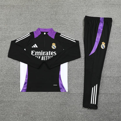 Buzo Completo con Cierre Real Madrid Negro Morado