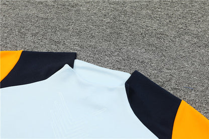 Buzo Completo Real Madrid Blanco Diseño Naranja