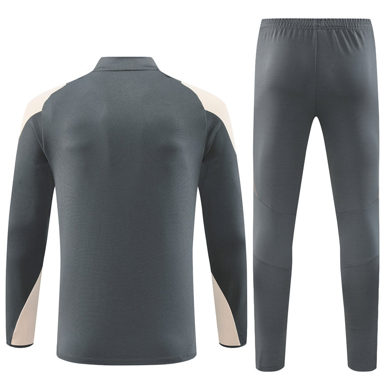 Buzo Completo Real Madrid Crema Diseño Gris