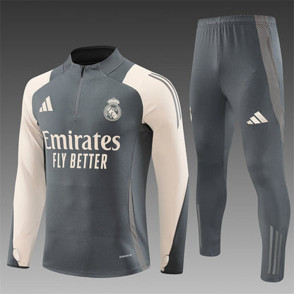 Buzo Completo Real Madrid Crema Diseño Gris