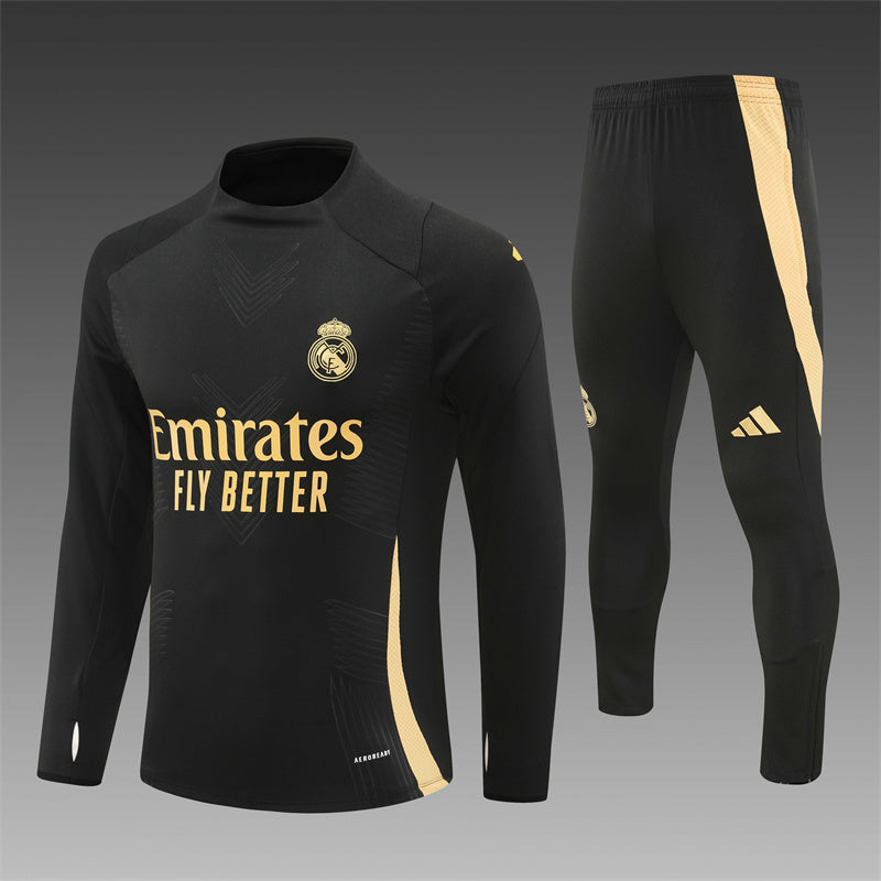 Buzo Completo Real Madrid Negro Diseño Dorado