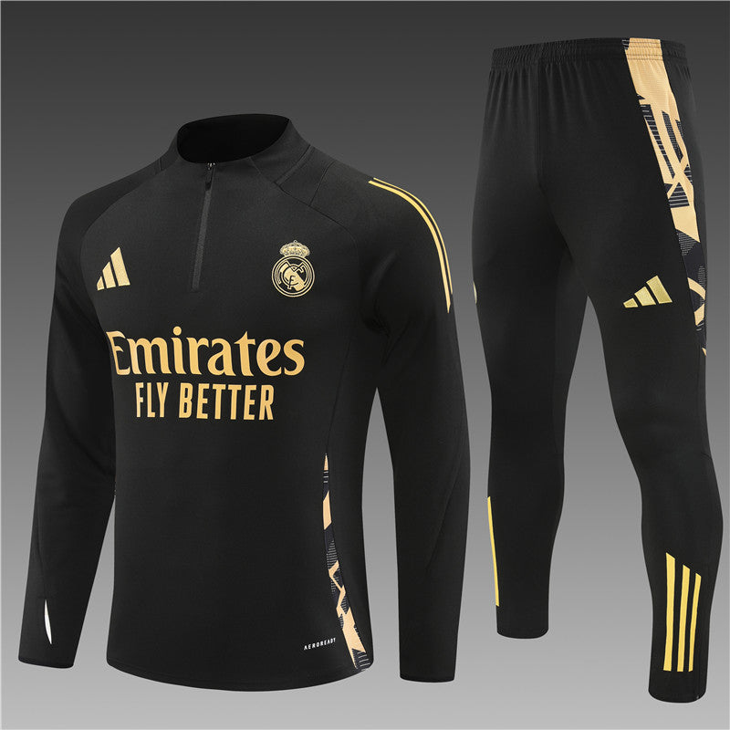 Buzo Completo Real Madrid Negro Dorado