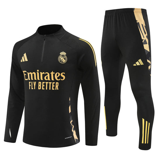 Buzo Completo Real Madrid Negro Dorado