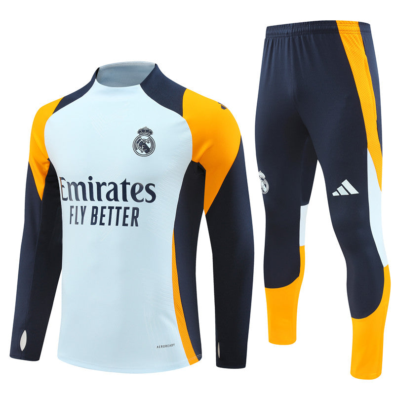 Buzo Completo Real Madrid Blanco Diseño Naranja