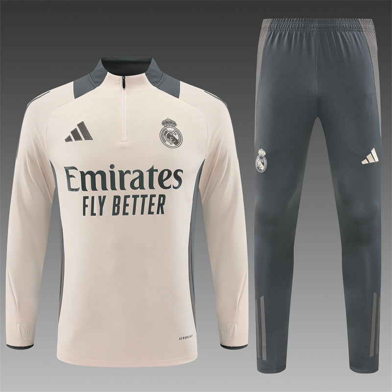 Buzo Completo Real Madrid Crema Con Cierre