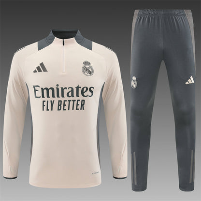 Buzo Completo Real Madrid Crema Con Cierre