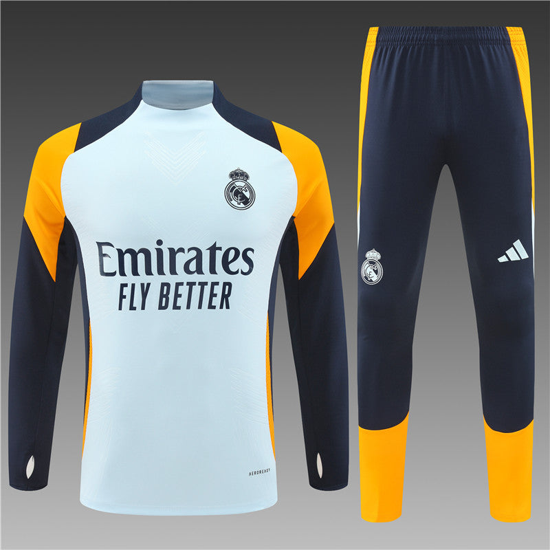 Buzo Completo Real Madrid Blanco Diseño Naranja