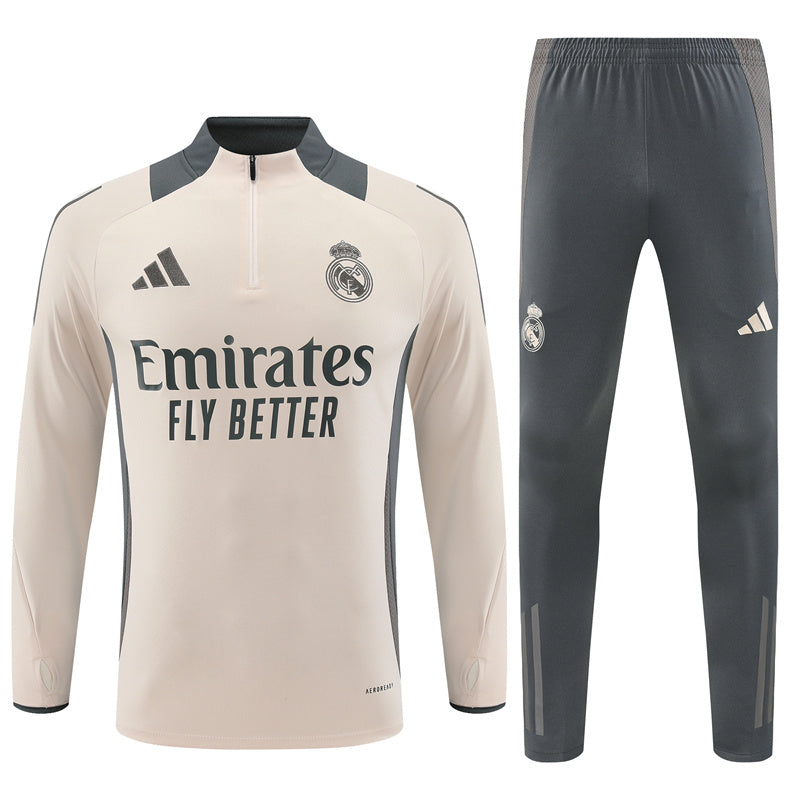 Buzo Completo Real Madrid Crema Con Cierre