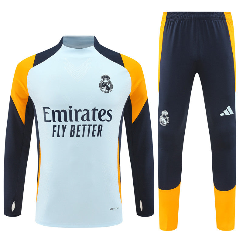 Buzo Completo Real Madrid Blanco Diseño Naranja