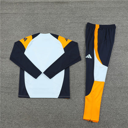 Buzo Completo Real Madrid Blanco Diseño Naranja