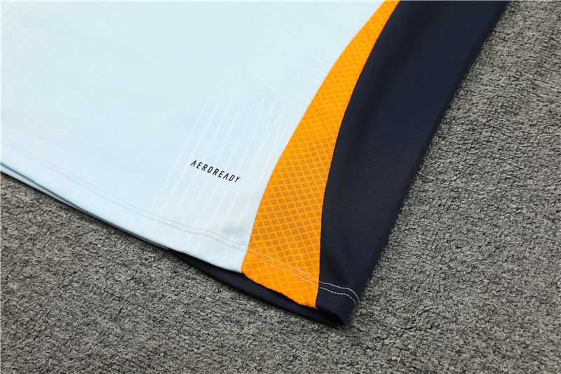 Buzo Completo Real Madrid Blanco Diseño Naranja