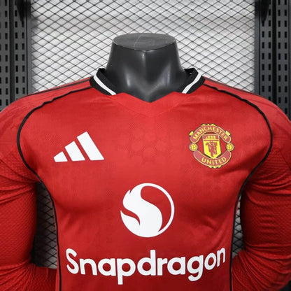 Camiseta Manchester United Local 2025/26 Manga Larga Versión Jugador